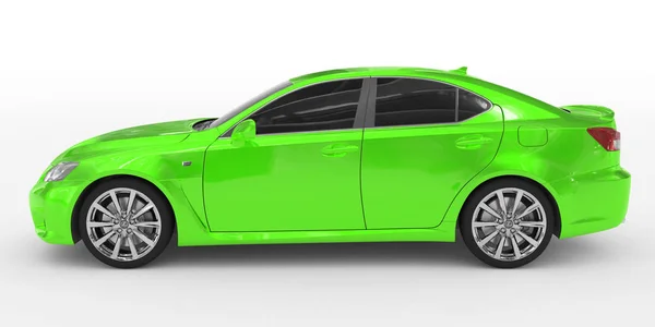 Bil isolerad på vit - grön färg, tonade glas - vänster sida vi — Stockfoto