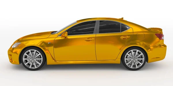Auto isolata su vetro bianco - dorato, colorato - vista laterale sinistra — Foto Stock