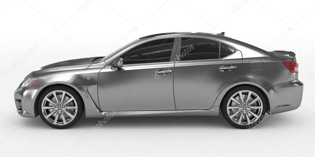 car isolated on white - metal, tinted glass - left side view