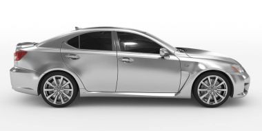 Beyaz - gümüş, renkli cam - sağ yan görünümü üzerinde izole araba
