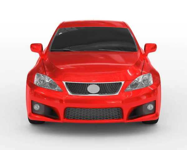 Araba beyaz - kırmızı boya, izole renkli cam - Önden Görünüm