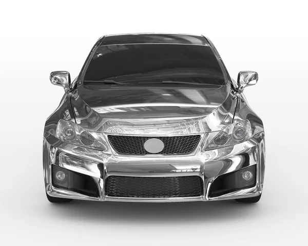 car isolated on white - chrome, tinted glass - front view