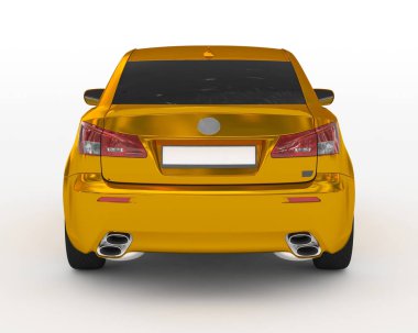 Beyaz - altın, renkli cam - arkadan görünüm üzerinde izole araba