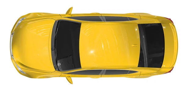 Mobil terisolasi pada warna putih-kuning cat, kaca berwarna-top view — Stok Foto