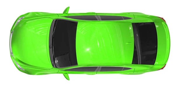 Carro isolado em branco - tinta verde, vidros coloridos - vista superior — Fotografia de Stock