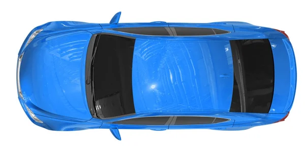 Carro isolado em branco - pintura azul, vidros coloridos - vista superior — Fotografia de Stock
