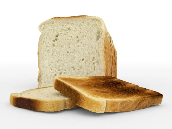 Bröd skivad - toast - arrangemang isolerad på vit — Stockfoto