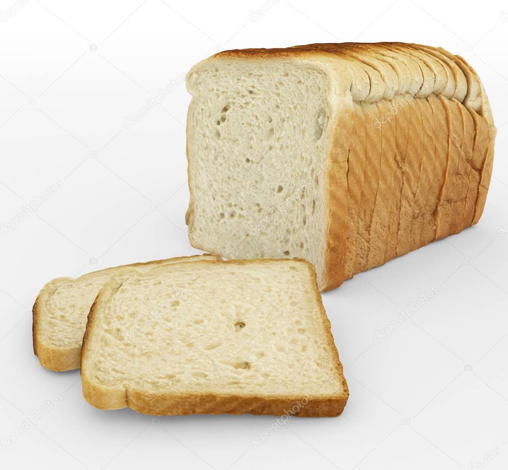bread sliced - toast - arrangement isolated on white