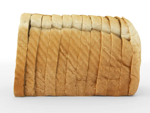 Chleb, pokrojona w plastry - plasterki toast razem wzięte na białym tle na biały — Zdjęcie stockowe