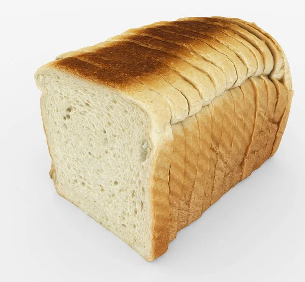 Brot in Scheiben geschnitten - Toastscheiben isoliert auf weiß zusammengesetzt — Stockfoto