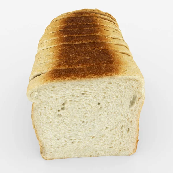 Brot in Scheiben geschnitten - Toastscheiben isoliert auf weiß zusammengesetzt — Stockfoto