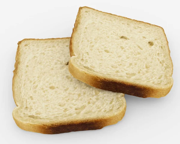 Segmenten - toast pair - geïsoleerd op wit brood — Stockfoto