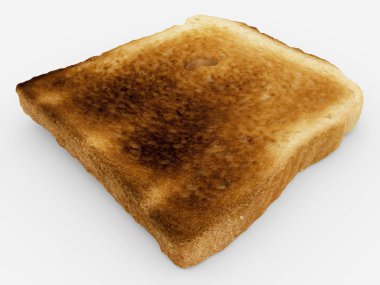 ekmek dilimi - tek fırında tost yakın çekim - beyaz izole