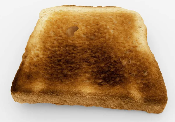 Brotscheibe - einzelner Toast in Nahaufnahme - isoliert auf weiß — Stockfoto