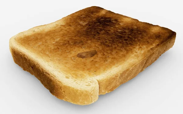 Chléb slice - jediný Zapečený toast close-up - izolované na bílém — Stock fotografie