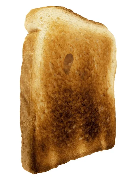 Ломтик хлеба - одиночный тост крупным планом - изолирован на белом — стоковое фото