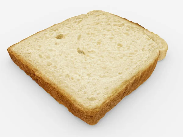 Sneetje brood - één toast close-up - geïsoleerd op wit — Stockfoto
