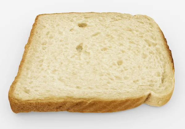 Sneetje brood - één toast close-up - geïsoleerd op wit — Stockfoto