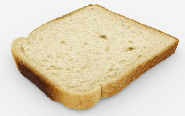 Sneetje brood - één toast close-up - geïsoleerd op wit — Stockfoto