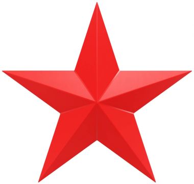 Noel yıldız kırmızı - 5 köşeli yıldız - beyaz izole