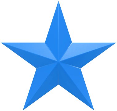 Noel yıldız mavi - 5 köşeli yıldız - beyaz izole