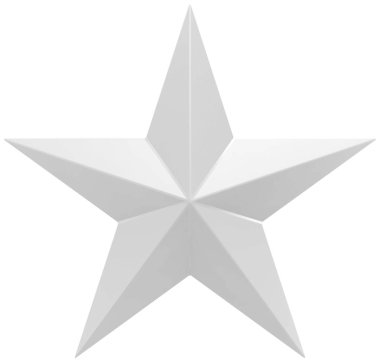 Noel yıldızı beyaz - 5 köşeli yıldız - beyaz izole
