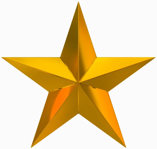 Kerst ster Gouden - 5 punt star - geïsoleerd op wit — Stockfoto