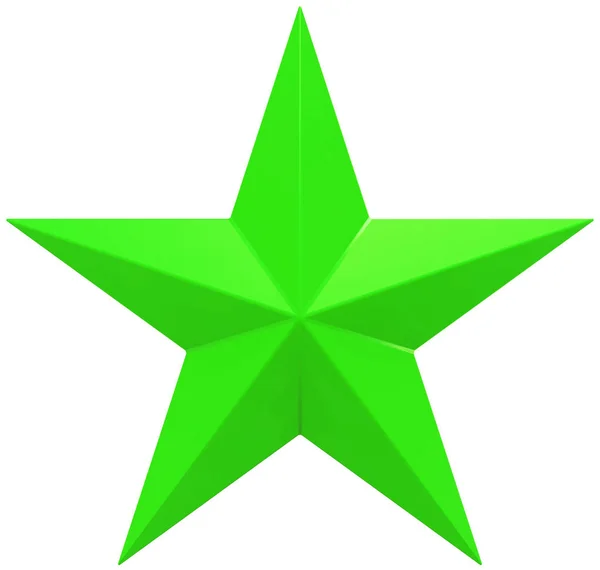 圣诞明星绿-5 点星-隔离在白色 — 图库照片