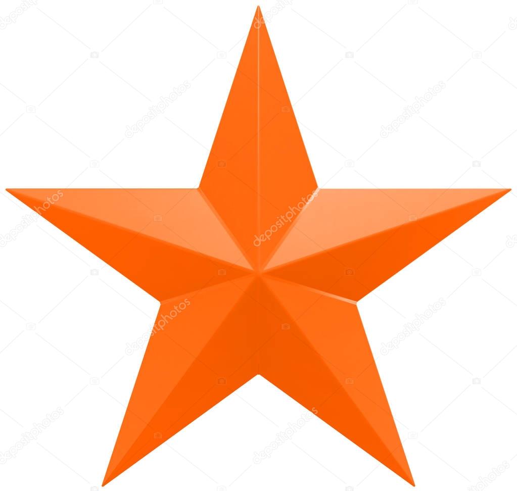 Christmas Star orange - 5 point star - isolated on white