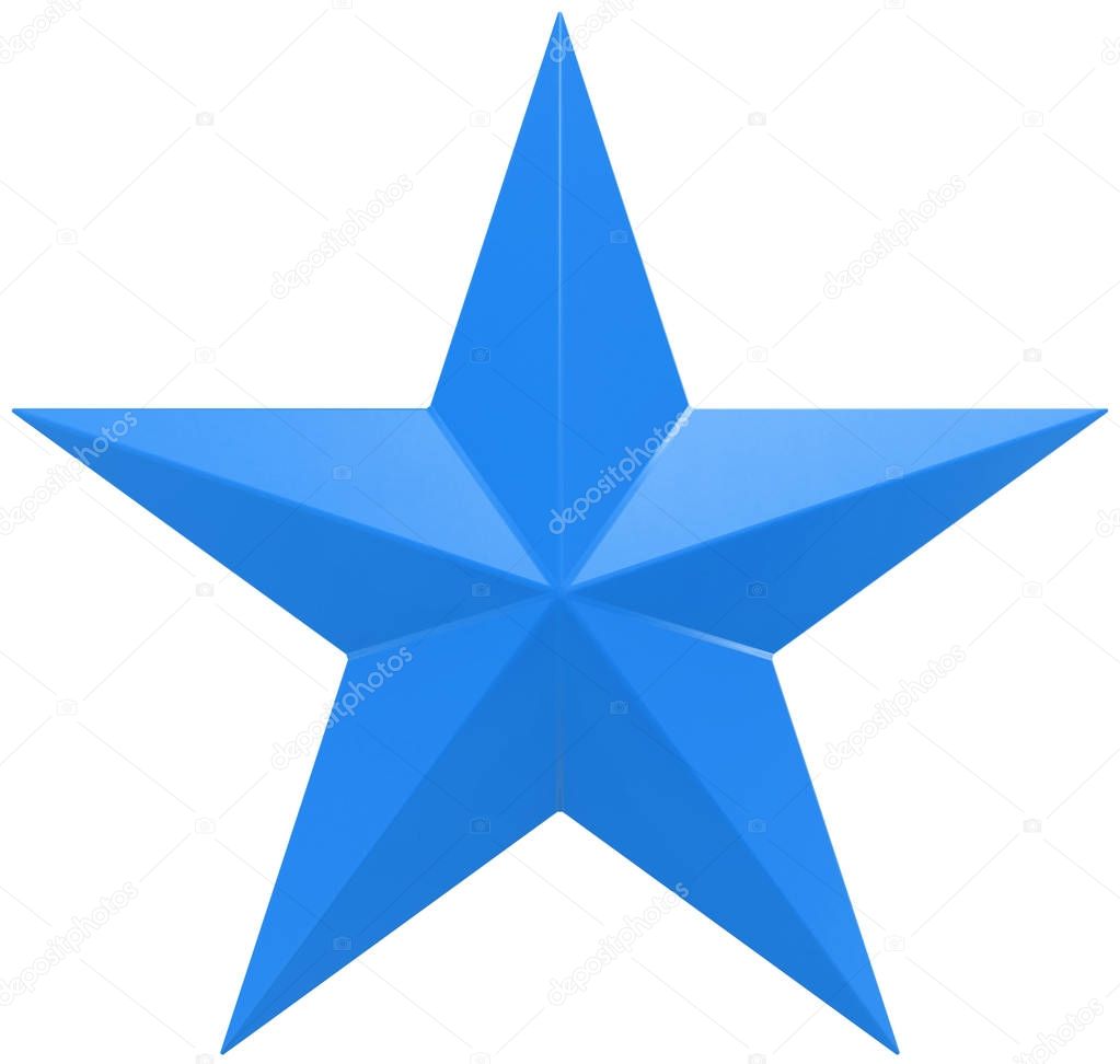 Christmas Star blue - 5 point star - isolated on white
