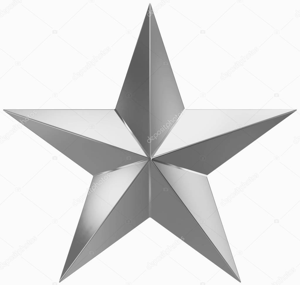 Christmas Star silver - 5 point star - isolated on white