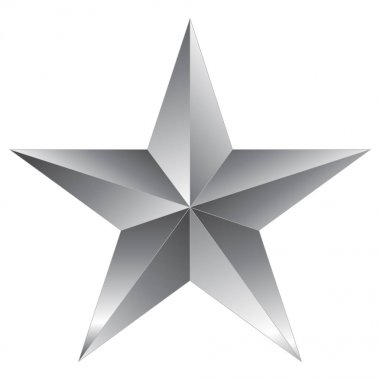 Noel yıldız gümüş - 5 köşeli yıldız - beyaz izole