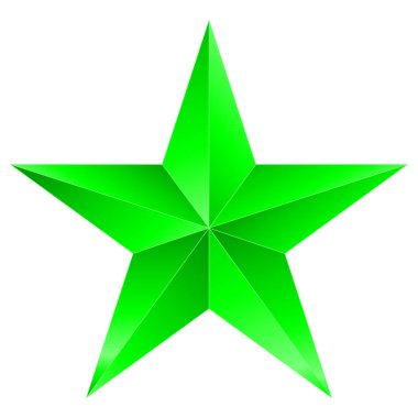 Noel yıldız yeşil - 5 köşeli yıldız - beyaz izole