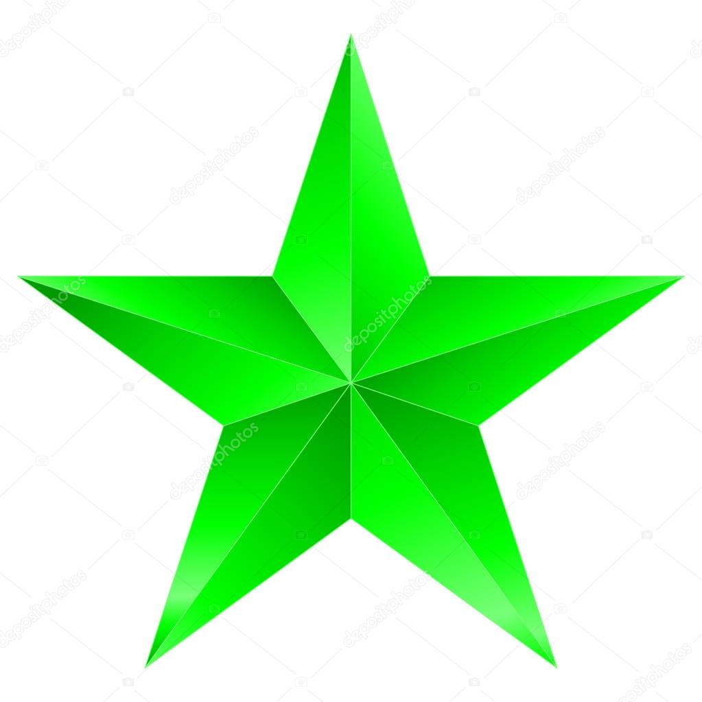 Christmas Star green - 5 point star - isolated on white