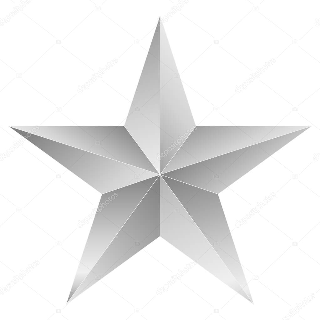 Christmas Star white - 5 point star - isolated on white