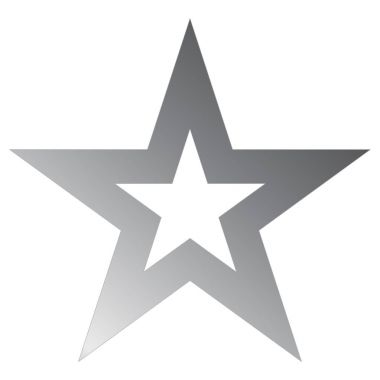 Noel yıldız metal üzerinde beyaz izole - Seviyelendirilmiş 5 köşeli yıldız-