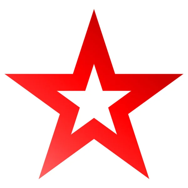 Boże Narodzenie czerwony gwiazda - przedstawione punkt 5 star - na białym tle — Wektor stockowy