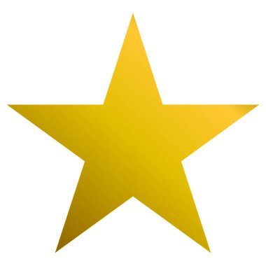 Beyaz izole Noel yıldızı altın - basit 5 köşeli yıldız-