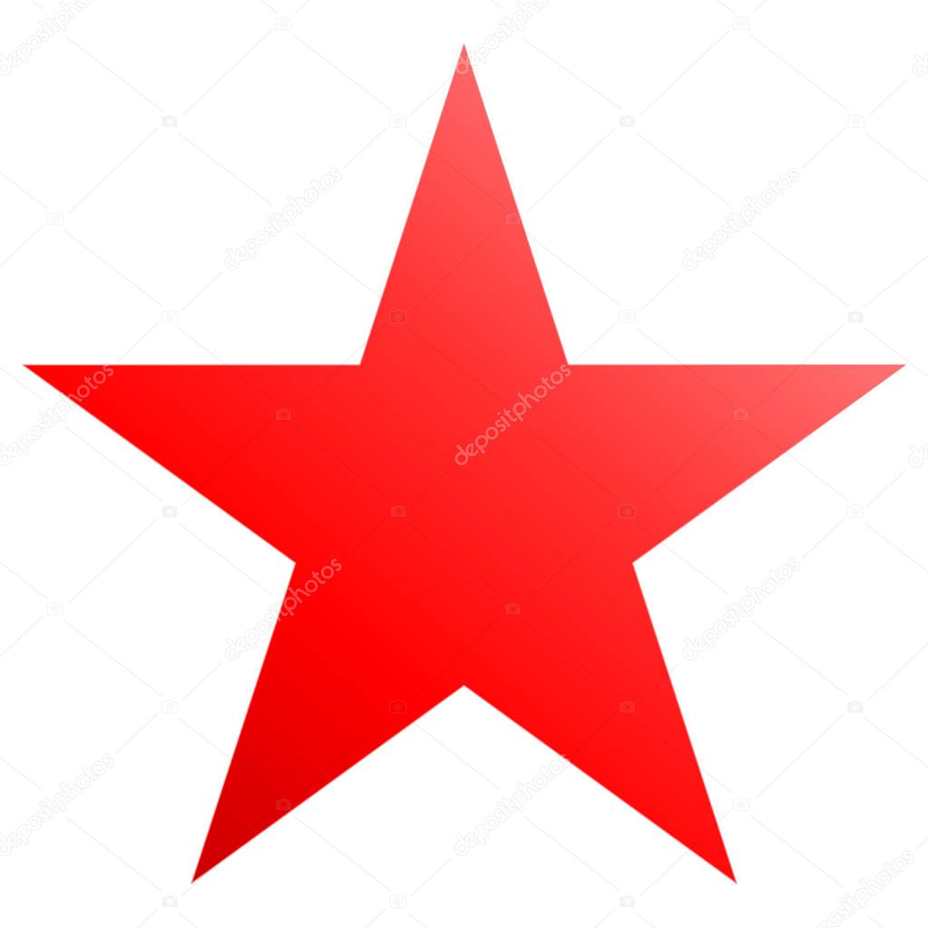 Christmas star red - simple 5 point star - isolated on white