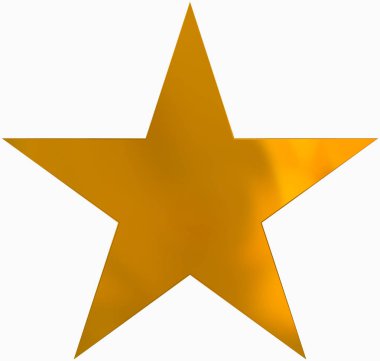 Beyaz izole Noel yıldızı altın - basit 5 köşeli yıldız-