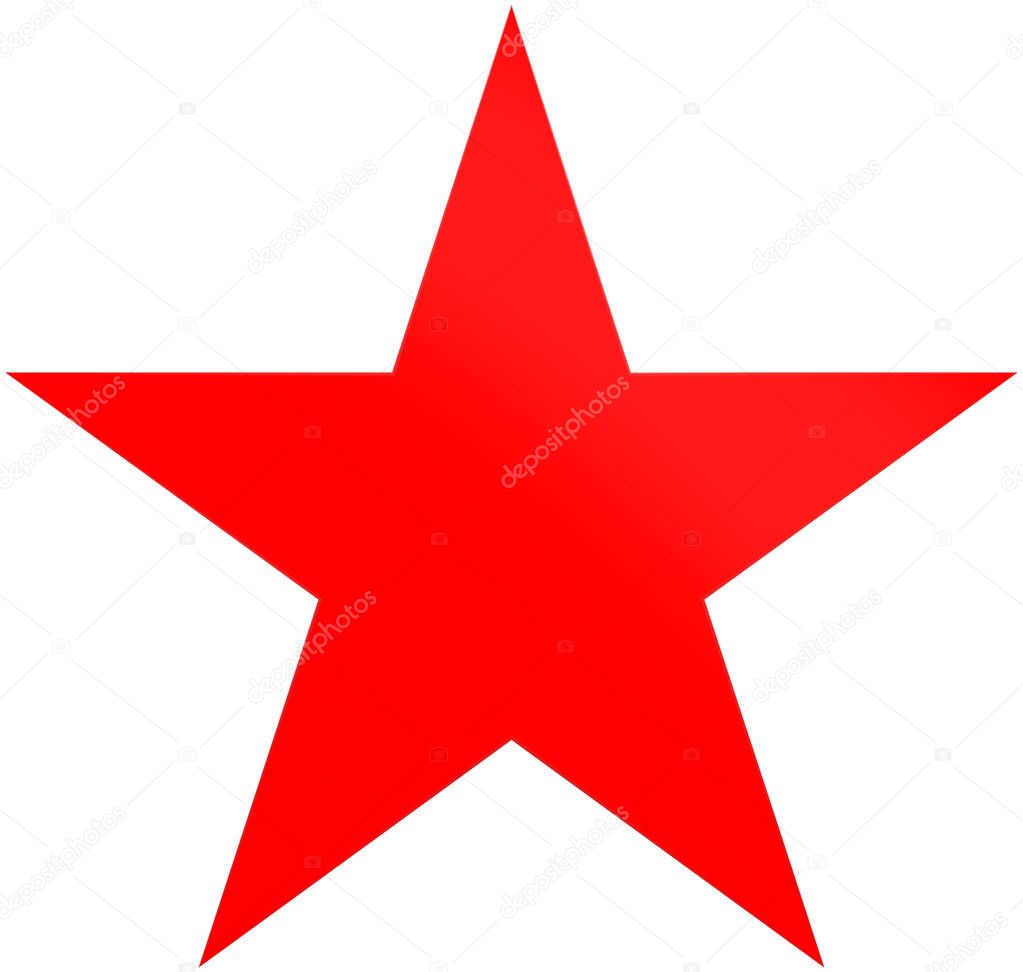 Christmas star red - simple 5 point star - isolated on white