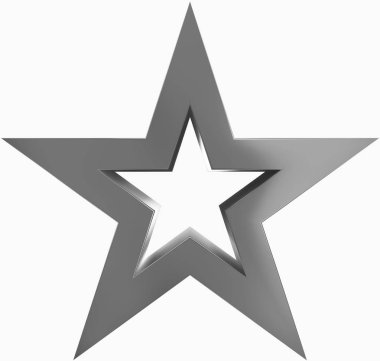 Noel yıldız metal üzerinde beyaz izole - Seviyelendirilmiş 5 köşeli yıldız-