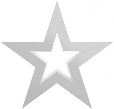 Noel yıldızı beyaz beyaz izole - Seviyelendirilmiş 5 köşeli yıldız-