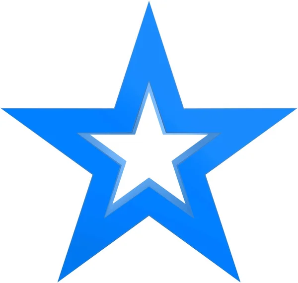 Kerst ster blauw - overzicht 5 punt star - geïsoleerd op wit — Stockfoto