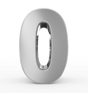sayı 0 beyaz izole 3d gümüş
