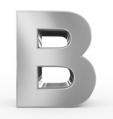 B harfi 3d gümüş beyaz izole