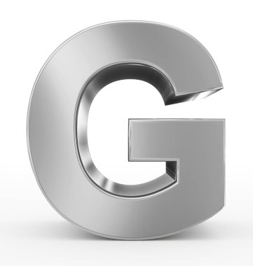 G harfi 3d gümüş beyaz izole