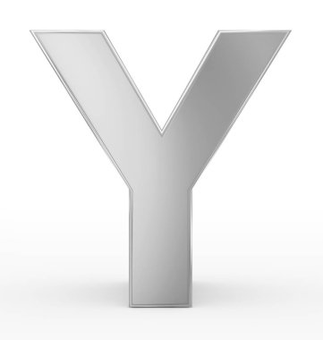 Y harfi 3d gümüş beyaz izole