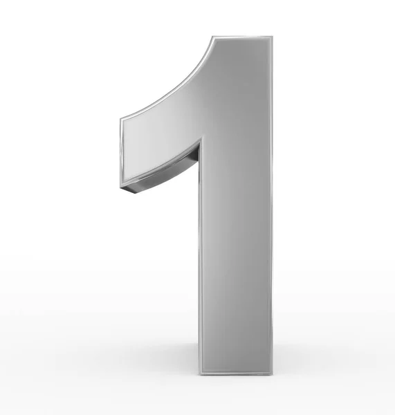 Sayı 1 beyaz izole 3d gümüş