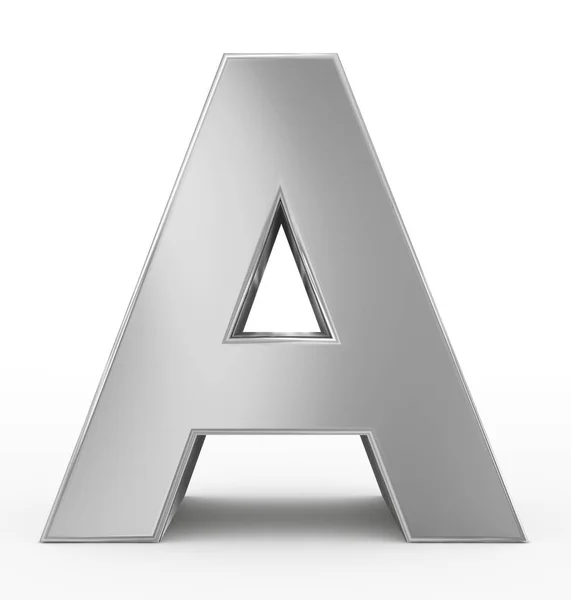 Літера A 3d срібло ізольовано на білому — стокове фото